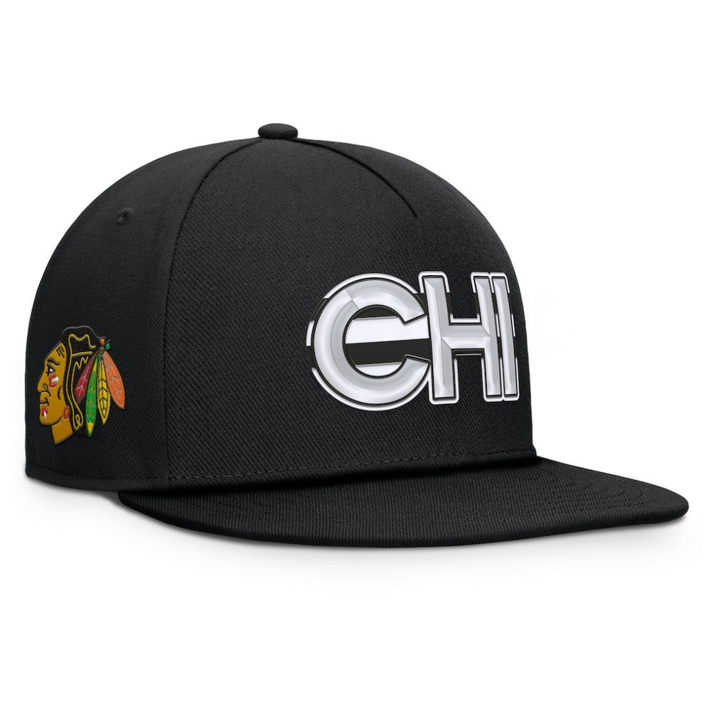 Chicago Blackhawks Fanatics Authentic Pro Rink Team Code Snapback Hat - Black - NHL