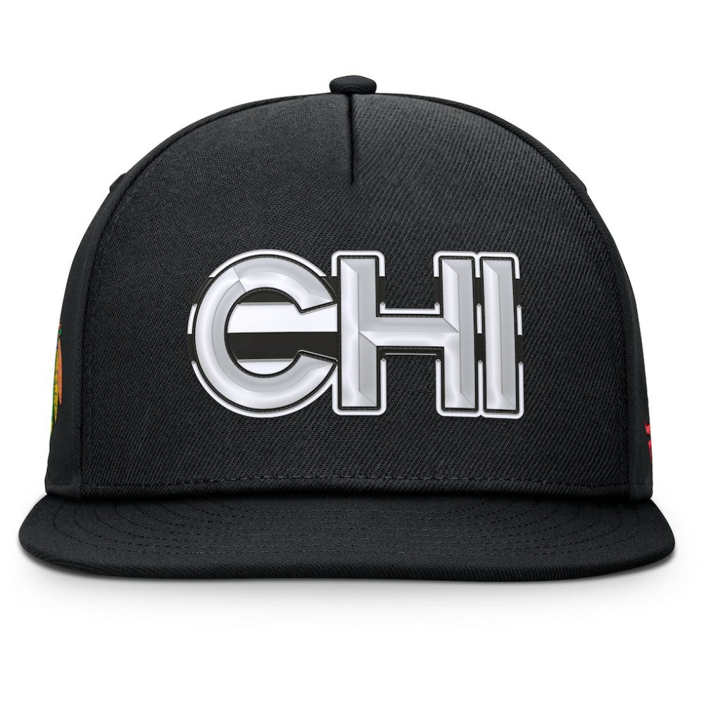Chicago Blackhawks Fanatics Authentic Pro Rink Team Code Snapback Hat - Black - NHL