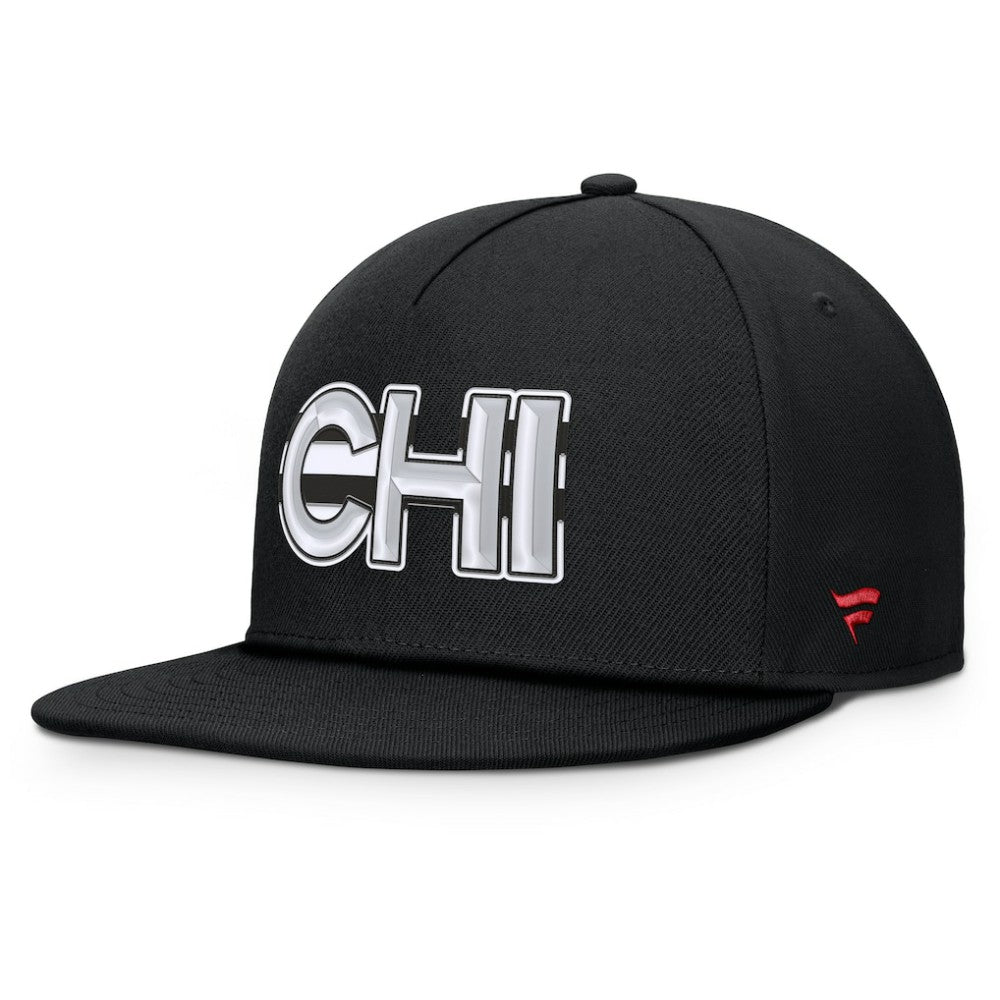 Chicago Blackhawks Fanatics Authentic Pro Rink Team Code Snapback Hat - Black - NHL