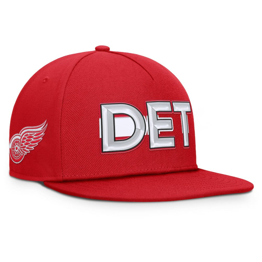 Detroit Red Wings Fanatics Authentic Pro Rink Team Code Snapback Hat - Red - NHL