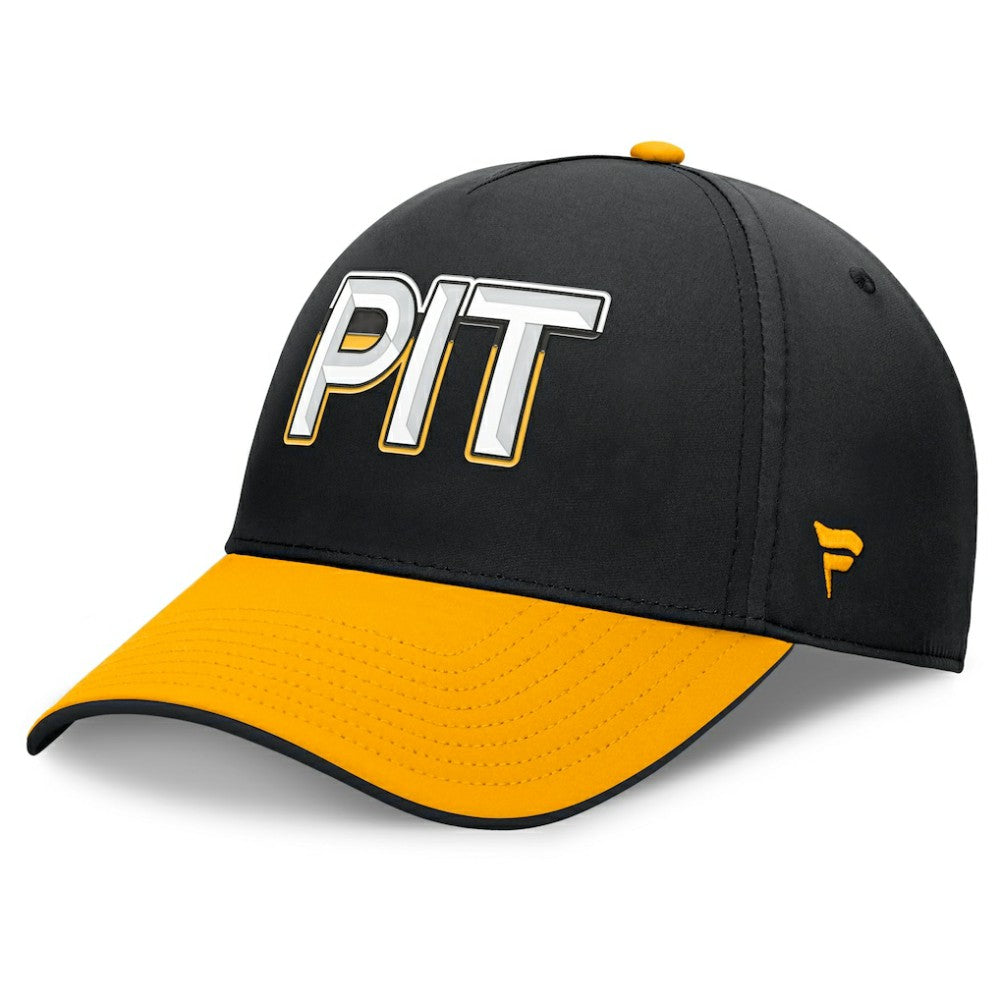 Pittsburgh Penguins Fanatics Authentic Pro Rink Team Code Flex Hat - Black/Gold - NHL