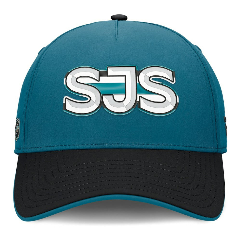 San Jose Sharks Fanatics Authentic Pro Rink Team Code Flex Hat - Teal/Black - NHL