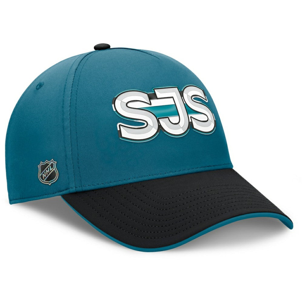San Jose Sharks Fanatics Authentic Pro Rink Team Code Flex Hat - Teal/Black - NHL