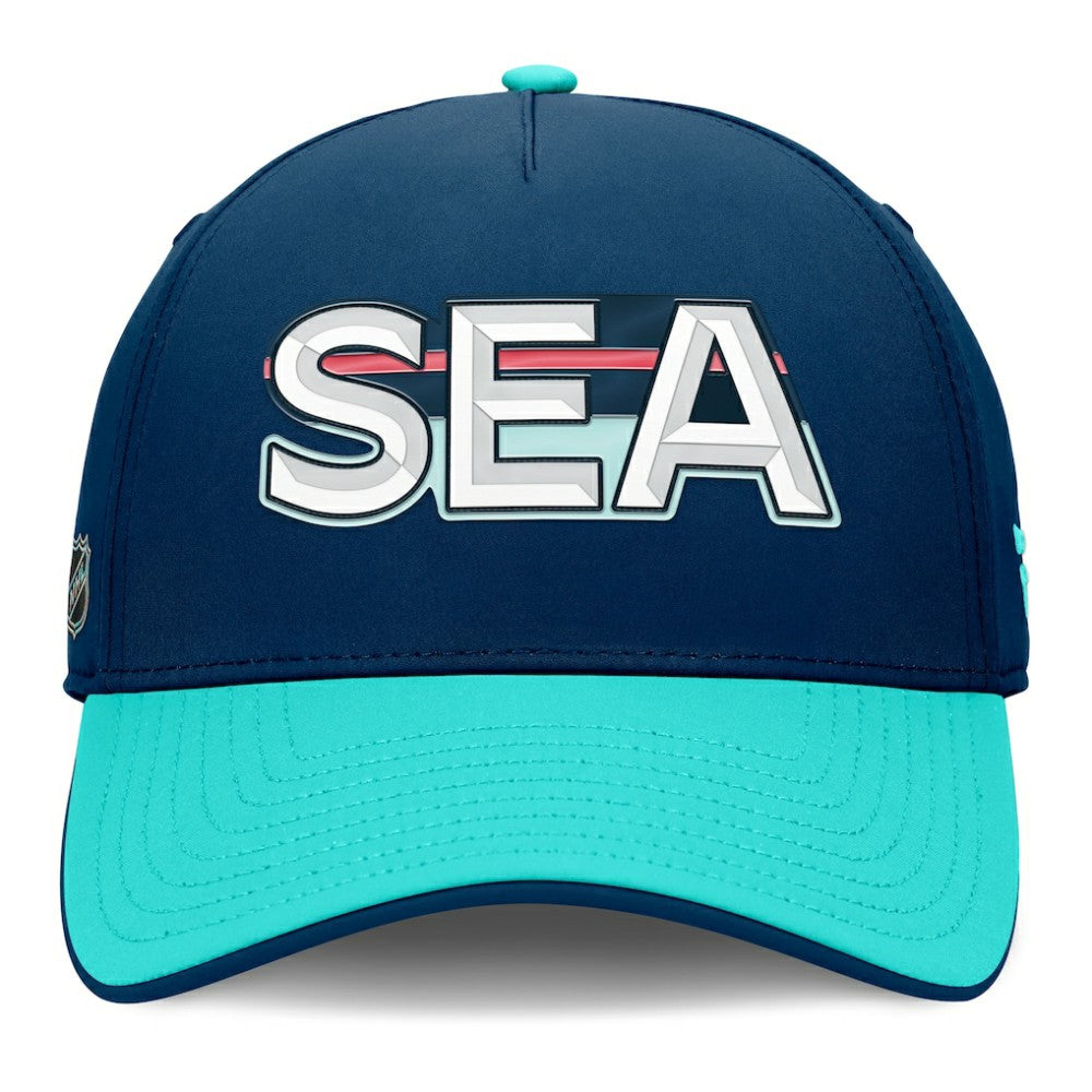 Seattle Kraken Fanatics Authentic Pro Rink Team Code Flex Hat - Deep Sea Blue/Light Blue - NHL