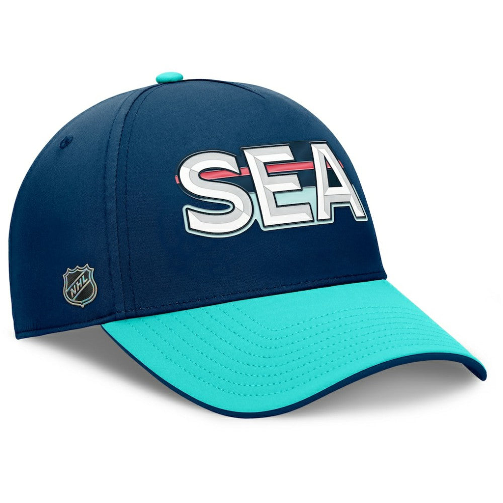 Seattle Kraken Fanatics Authentic Pro Rink Team Code Flex Hat - Deep Sea Blue/Light Blue - NHL
