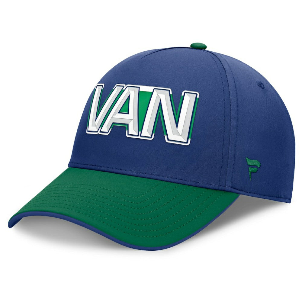 Vancouver Canucks Fanatics Authentic Pro Rink Team Code Flex Hat - Blue/Green - NHL