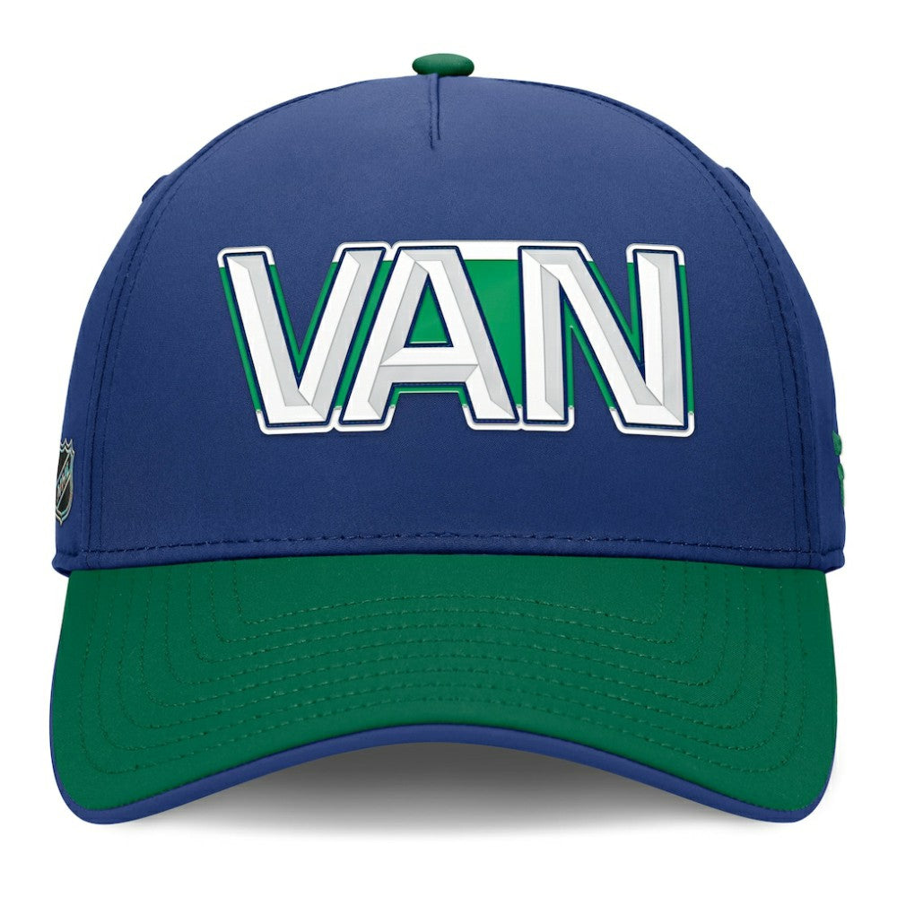 Vancouver Canucks Fanatics Authentic Pro Rink Team Code Flex Hat - Blue/Green - NHL