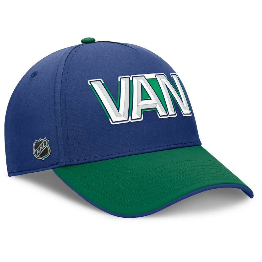 Vancouver Canucks Fanatics Authentic Pro Rink Team Code Flex Hat - Blue/Green - NHL