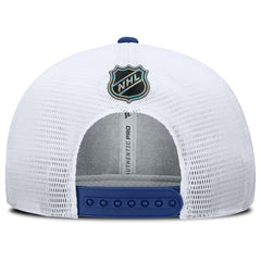 Toronto Maple Leafs Fanatics Authentic Pro Rink Lockup Adjustable Trucker Hat - Blue/White - NHL