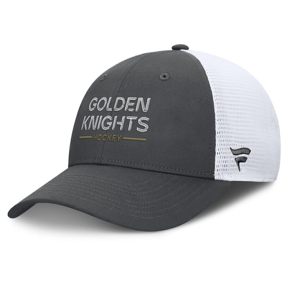 Vegas Golden Knights Fanatics Authentic Pro Rink Lockup Adjustable Trucker Hat - Gray/White - NHL