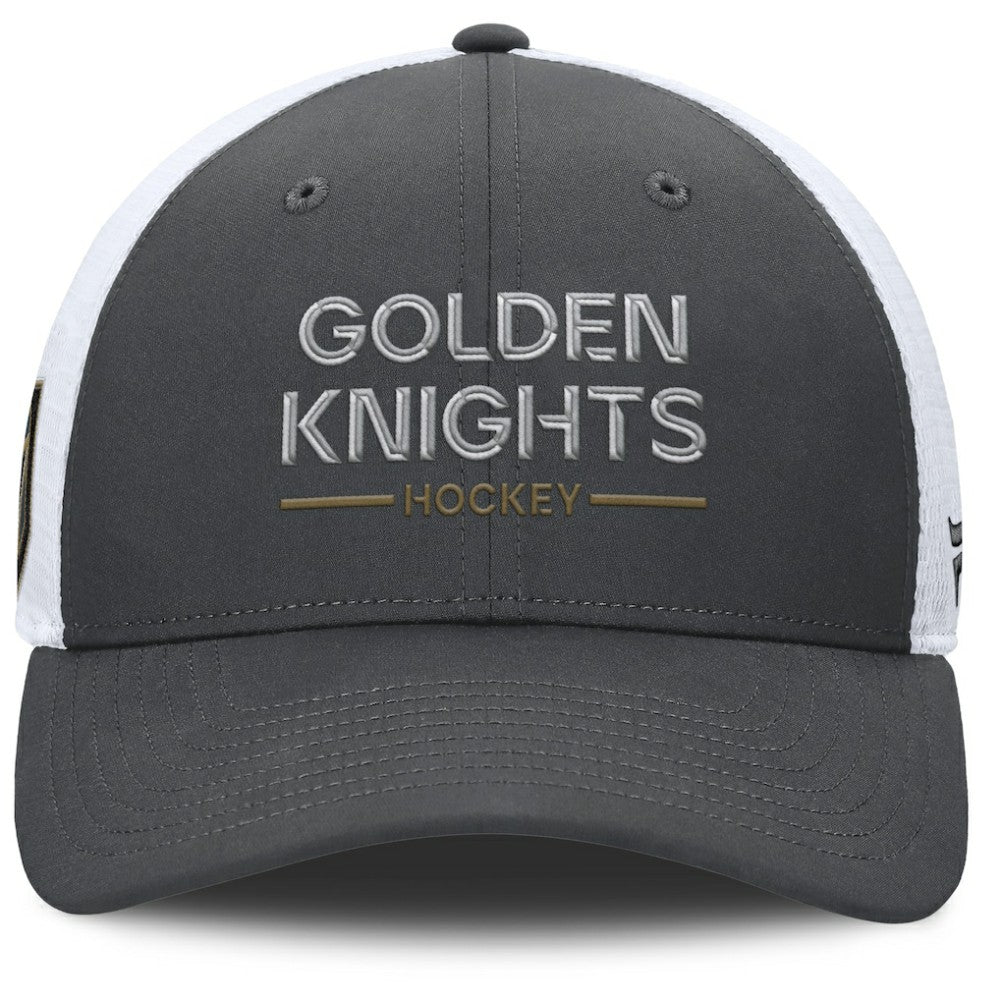 Vegas Golden Knights Fanatics Authentic Pro Rink Lockup Adjustable Trucker Hat - Gray/White - NHL