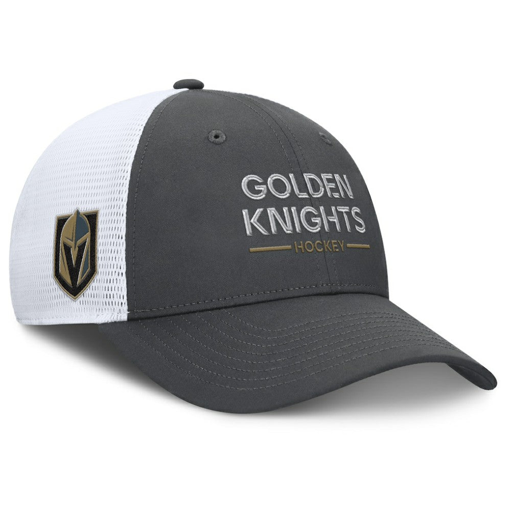 Vegas Golden Knights Fanatics Authentic Pro Rink Lockup Adjustable Trucker Hat - Gray/White - NHL