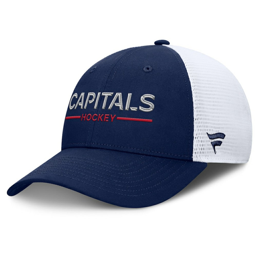 Washington Capitals Fanatics Authentic Pro Rink Lockup Adjustable Trucker Hat - Navy/White - NHL