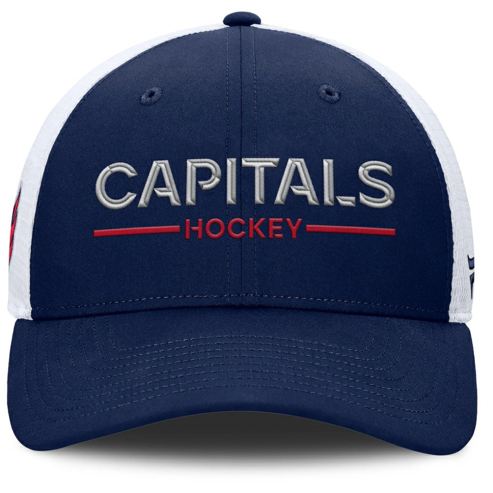 Washington Capitals Fanatics Authentic Pro Rink Lockup Adjustable Trucker Hat - Navy/White - NHL