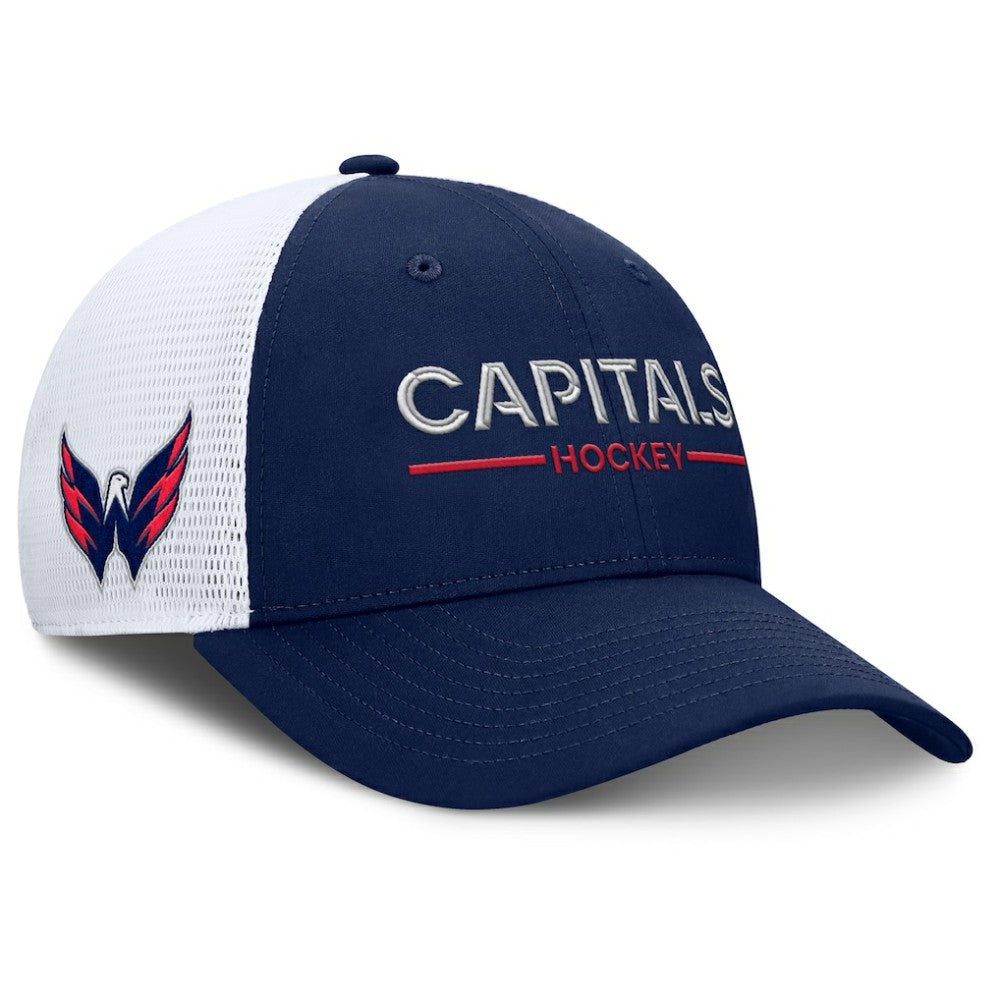 Washington Capitals Fanatics Authentic Pro Rink Lockup Adjustable Trucker Hat - Navy/White - NHL