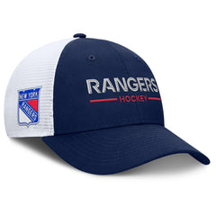 New York Rangers Fanatics Authentic Pro Rink Lockup Adjustable Trucker Hat - Navy/White - NHL
