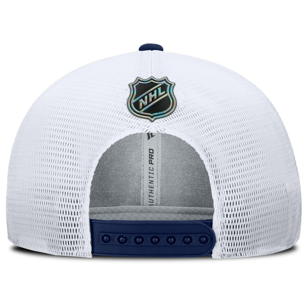 New York Rangers Fanatics Authentic Pro Rink Lockup Adjustable Trucker Hat - Navy/White - NHL