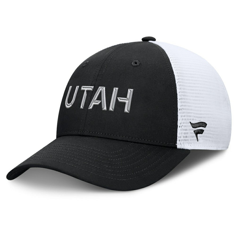 Utah Mammoth Fanatics Authentic Pro Rink Lockup Adjustable Trucker Hat - Black/White - NHL
