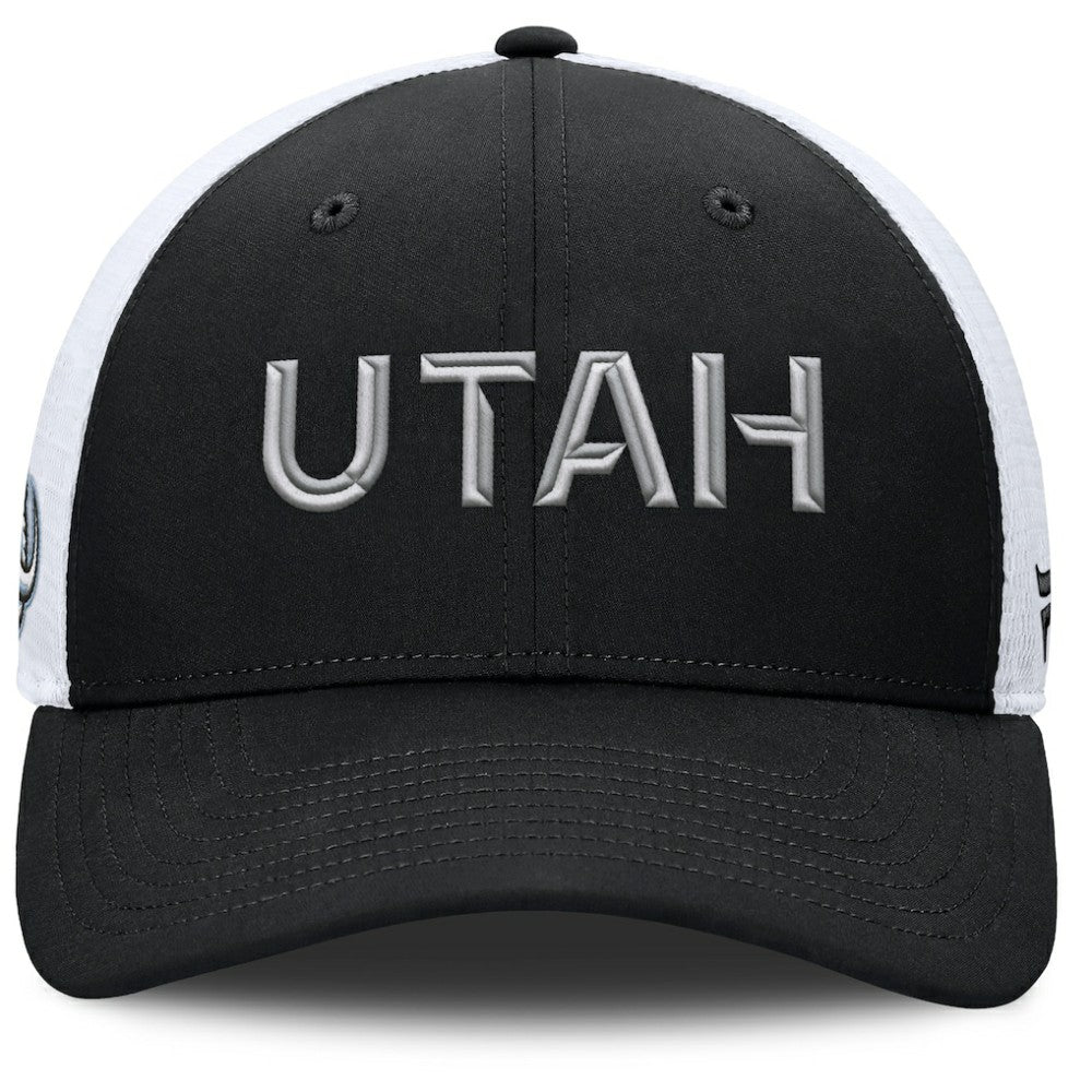 Utah Mammoth Fanatics Authentic Pro Rink Lockup Adjustable Trucker Hat - Black/White - NHL