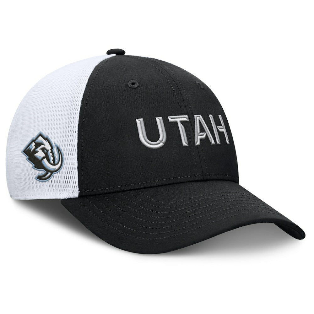 Utah Mammoth Fanatics Authentic Pro Rink Lockup Adjustable Trucker Hat - Black/White - NHL