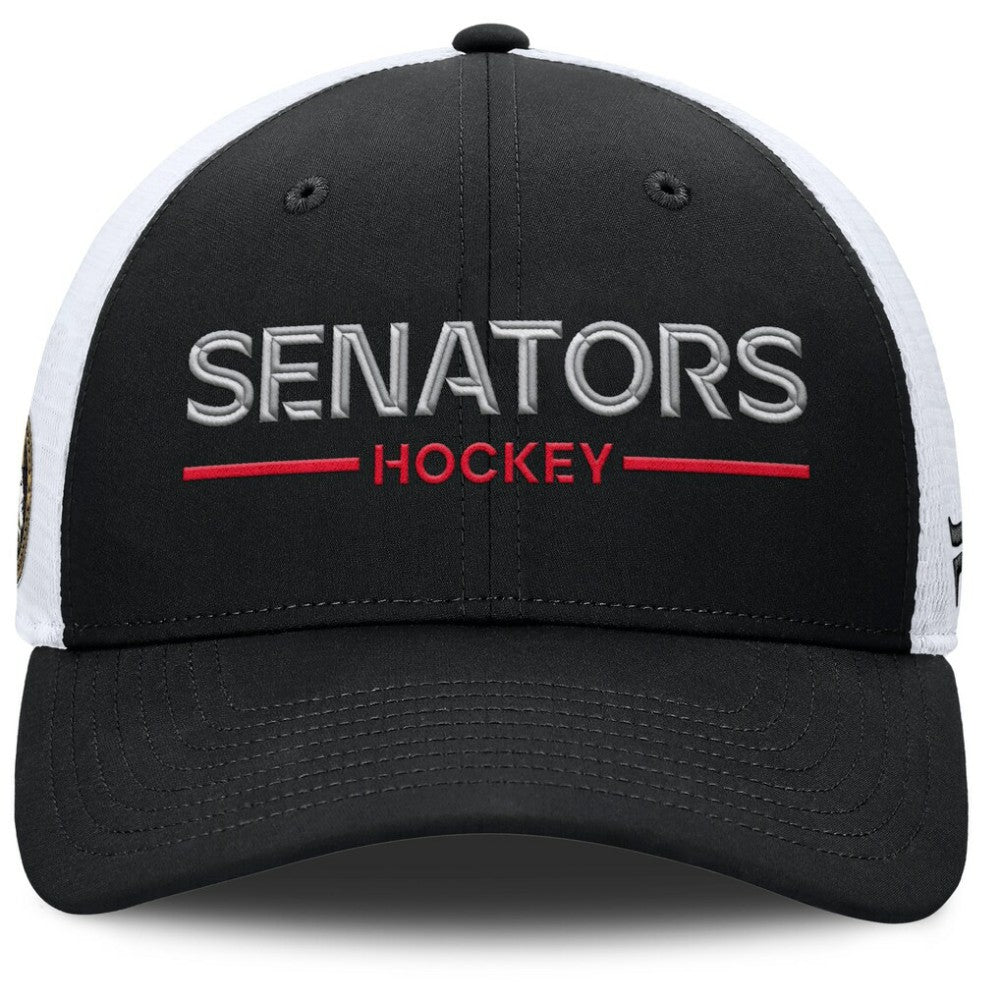 Ottawa Senators Fanatics Authentic Pro Rink Lockup Adjustable Trucker Hat - Black/White - NHL