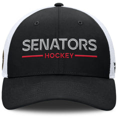 Ottawa Senators Fanatics Authentic Pro Rink Lockup Adjustable Trucker Hat - Black/White - NHL
