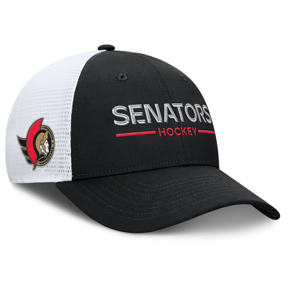 Ottawa Senators Fanatics Authentic Pro Rink Lockup Adjustable Trucker Hat - Black/White - NHL