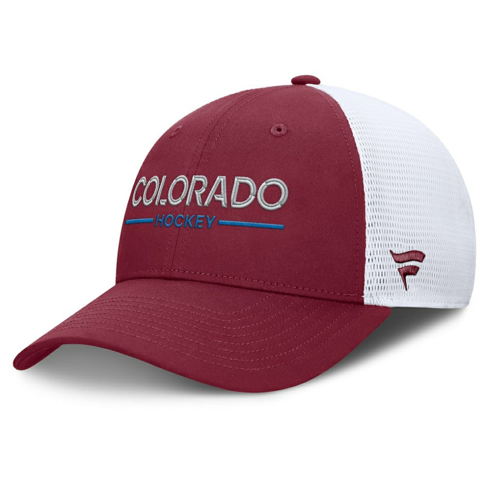 Colorado Avalanche Fanatics Authentic Pro Rink Lockup Adjustable Trucker Hat - Burgundy/White - NHL