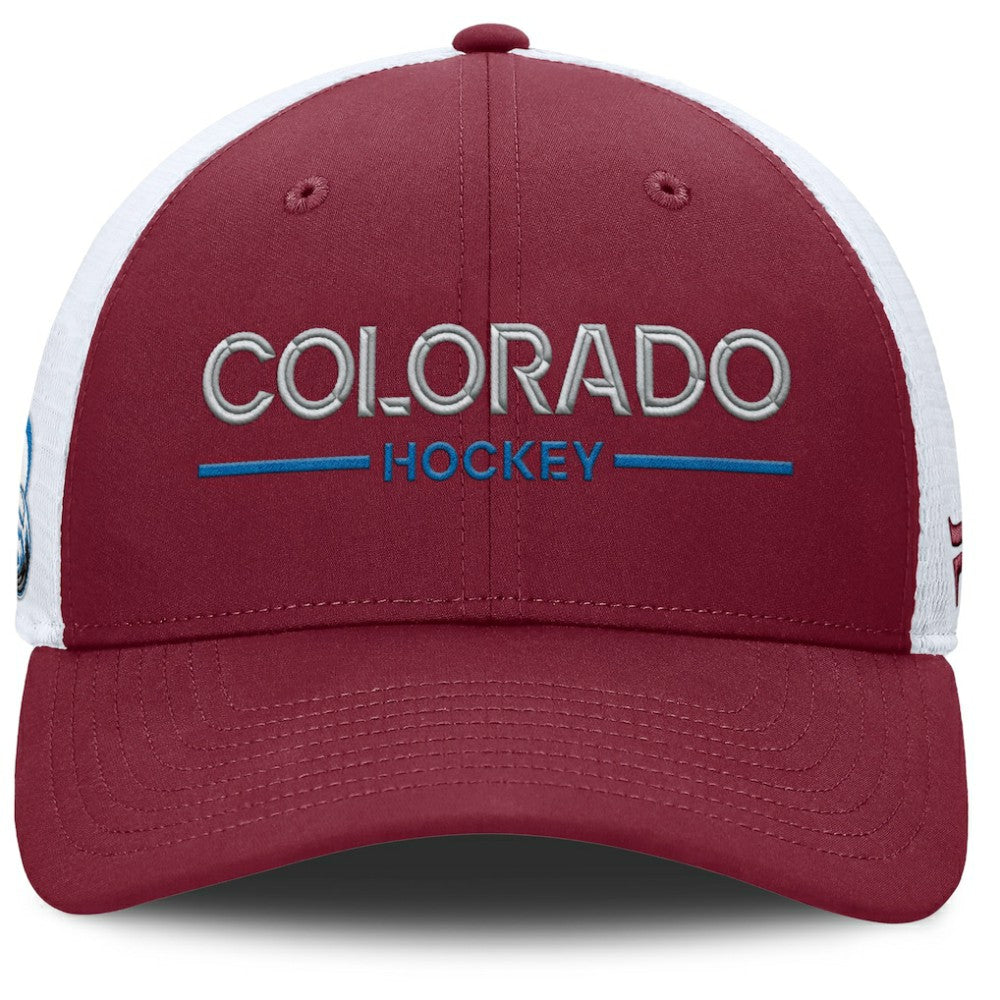 Colorado Avalanche Fanatics Authentic Pro Rink Lockup Adjustable Trucker Hat - Burgundy/White - NHL
