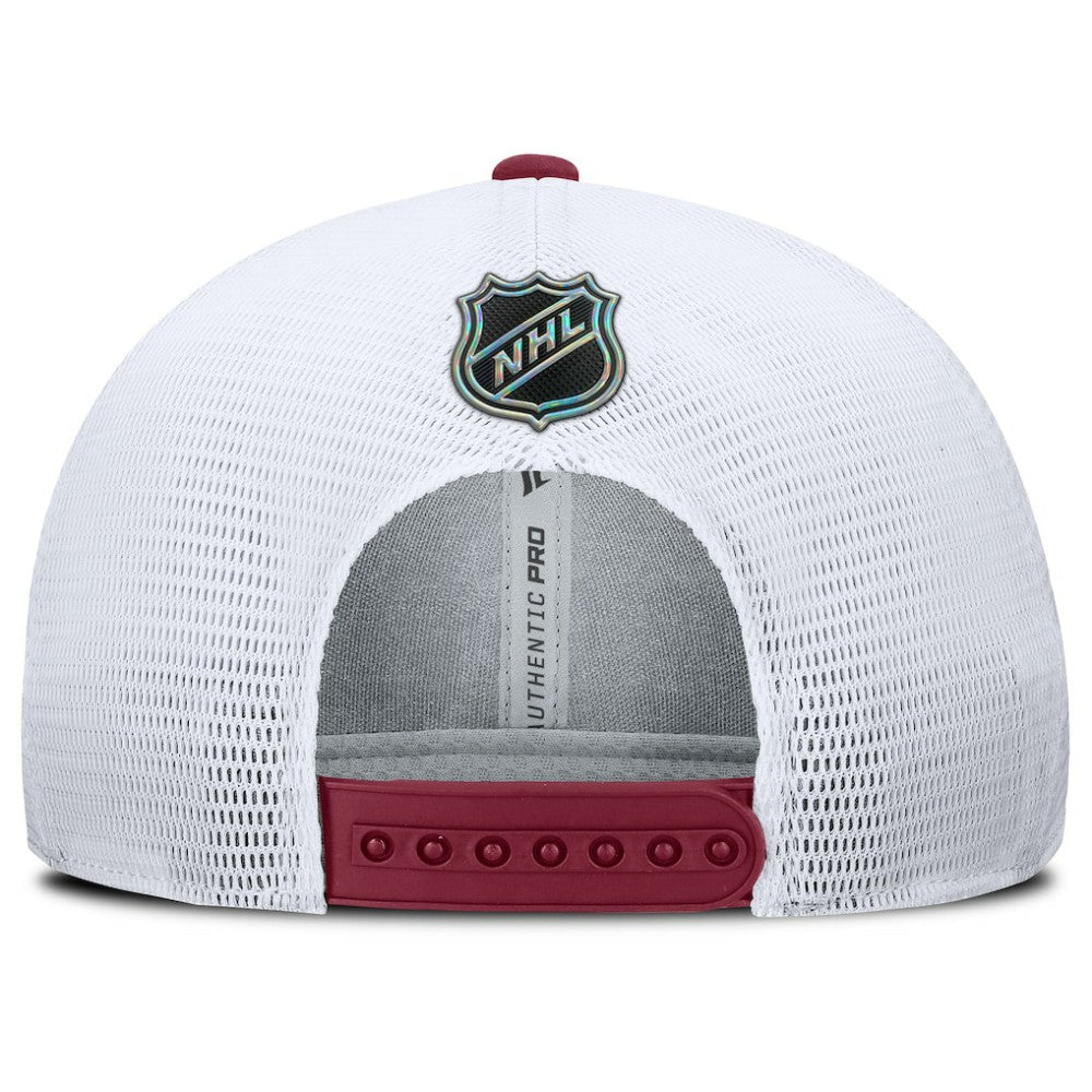 Colorado Avalanche Fanatics Authentic Pro Rink Lockup Adjustable Trucker Hat - Burgundy/White - NHL