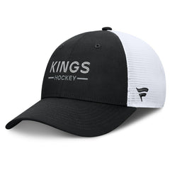 Los Angeles Kings Fanatics Authentic Pro Rink Lockup Adjustable Trucker Hat - Black/White - NHL