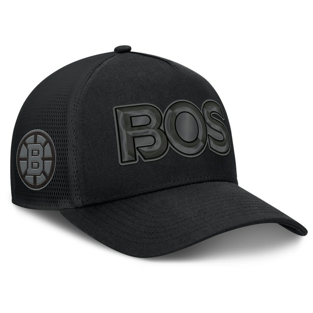 Boston Bruins Fanatics Authentic Pro Road Team Code Trucker Adjustable Hat - Black - NHL