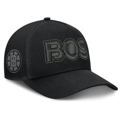 Boston Bruins Fanatics Authentic Pro Road Team Code Trucker Adjustable Hat - Black - NHL