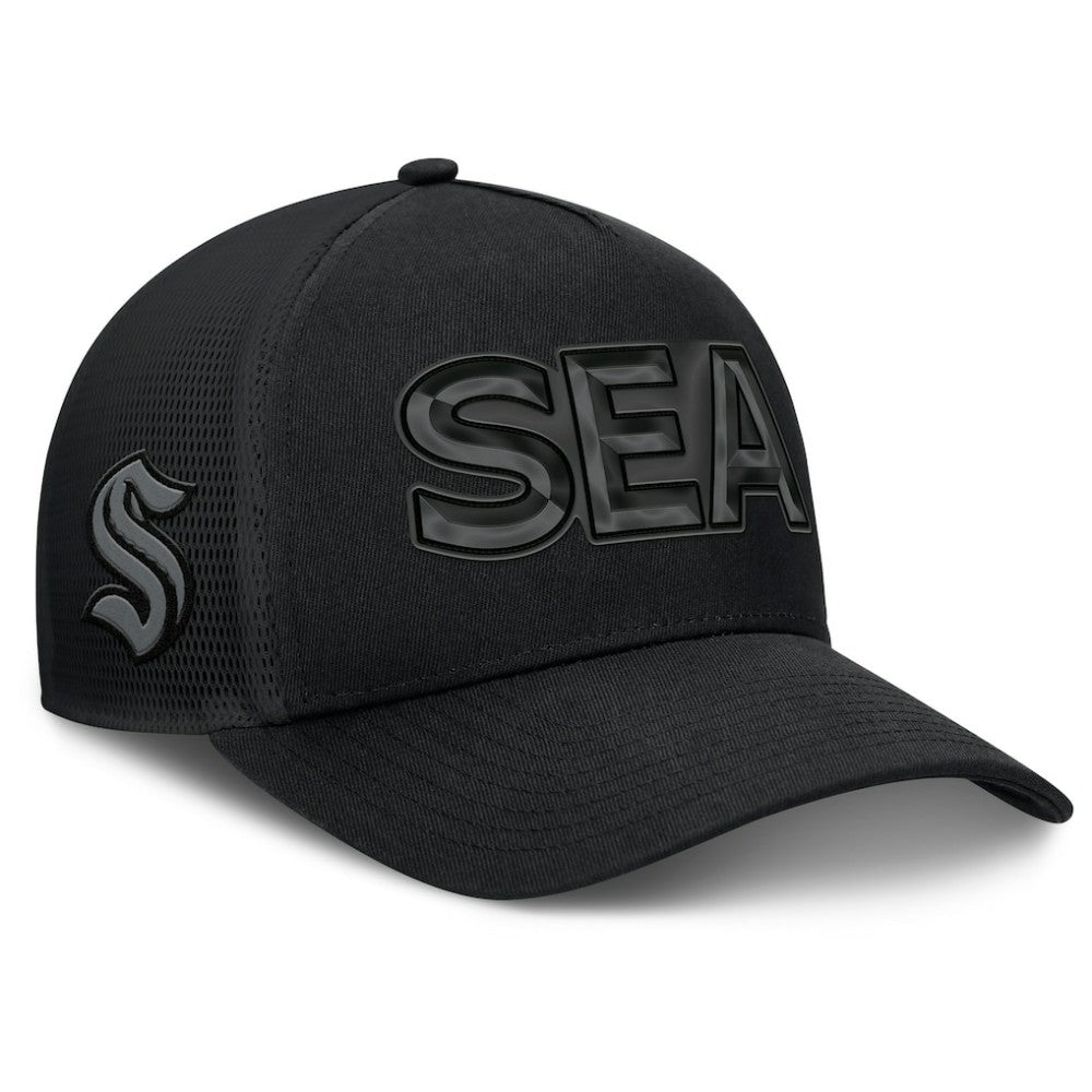 Seattle Kraken Fanatics Authentic Pro Road Team Code Trucker Adjustable Hat - Black - NHL