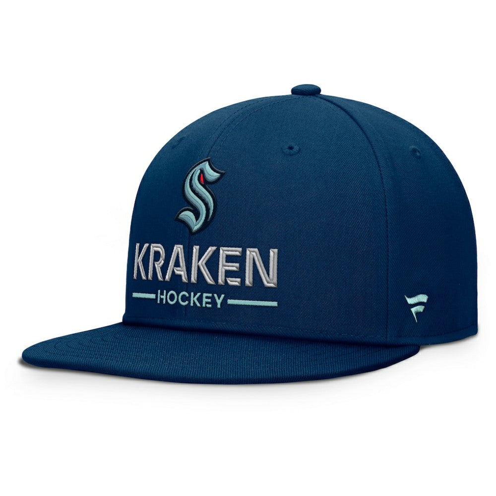 Seattle Kraken Fanatics Authentic Pro Rink Lockup Snapback Hat - Deep Sea Blue - NHL