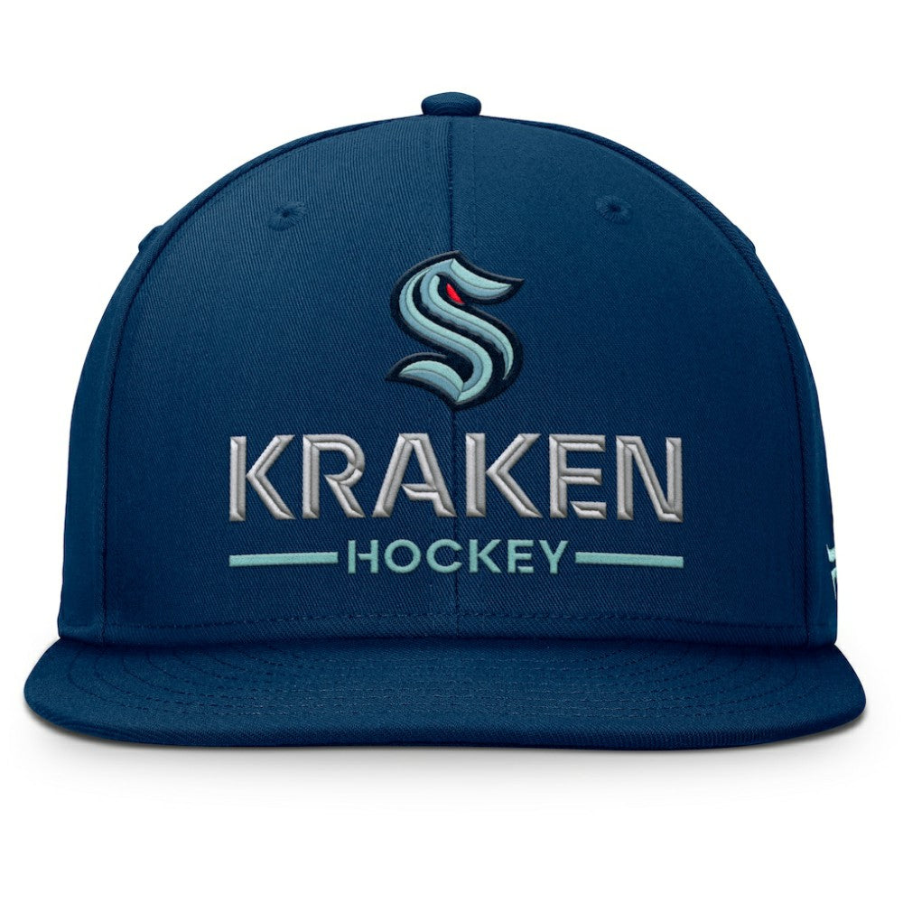 Seattle Kraken Fanatics Authentic Pro Rink Lockup Snapback Hat - Deep Sea Blue - NHL
