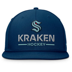 Seattle Kraken Fanatics Authentic Pro Rink Lockup Snapback Hat - Deep Sea Blue - NHL
