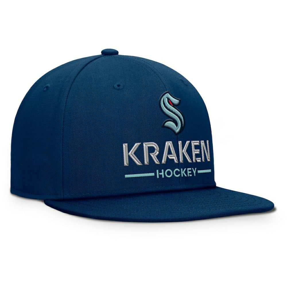 Seattle Kraken Fanatics Authentic Pro Rink Lockup Snapback Hat - Deep Sea Blue - NHL