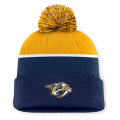 Nashville Predators Fanatics Authentic Pro Rink Cuffed Knit Hat with Pom - Navy - NHL