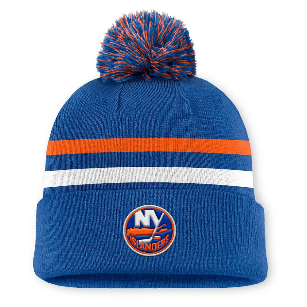 New York Islanders Fanatics Authentic Pro Rink Cuffed Knit Hat with Pom - Royal - NHL