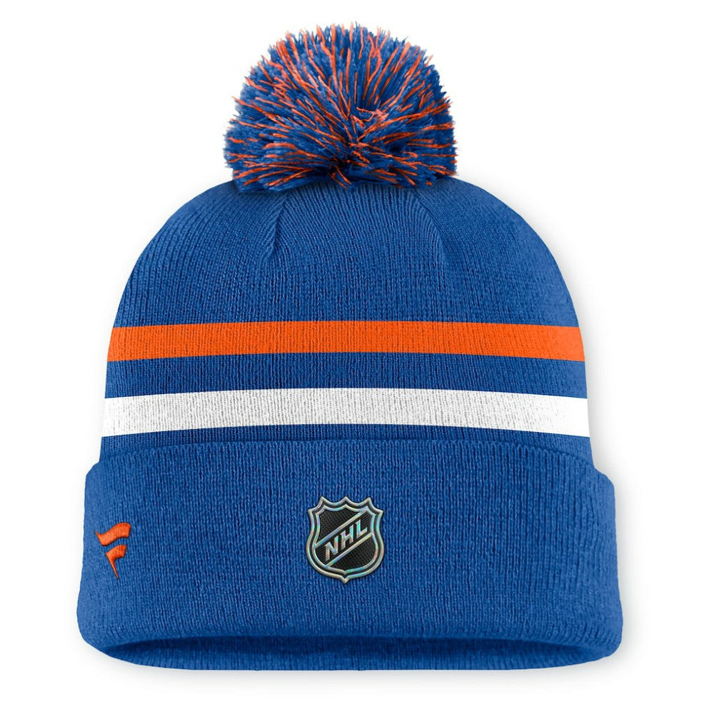 New York Islanders Fanatics Authentic Pro Rink Cuffed Knit Hat with Pom - Royal - NHL