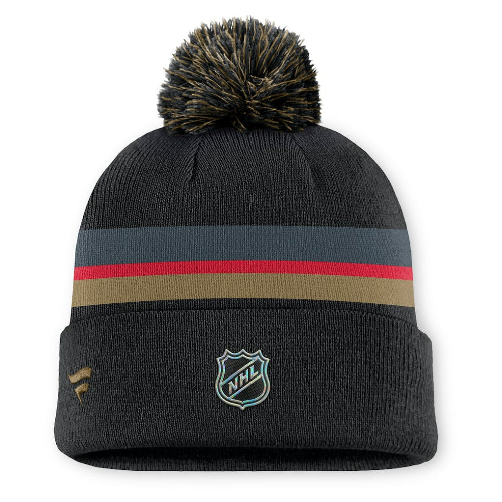 Vegas Golden Knights Fanatics Authentic Pro Rink Cuffed Knit Hat with Pom - Charcoal - NHL