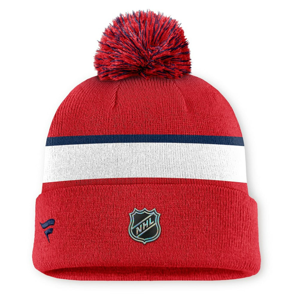 Washington Capitals Fanatics Authentic Pro Rink Cuffed Knit Hat with Pom - Red - NHL