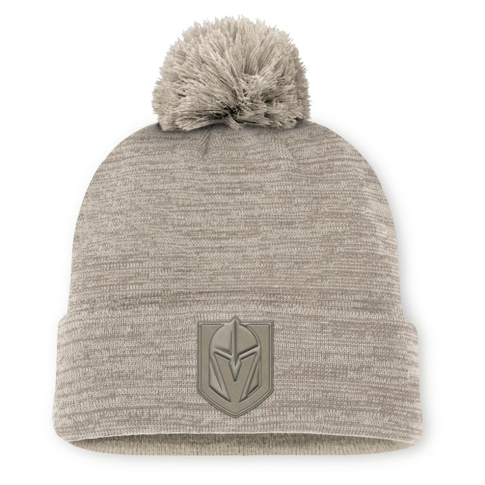 Vegas Golden Knights Fanatics Authentic Pro Road Cuffed Knit Hat with Pom - Tan - NHL