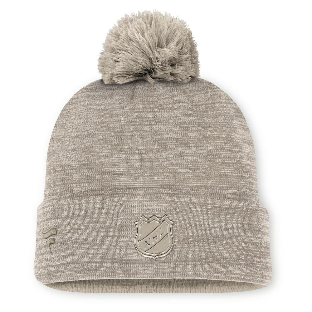 Vegas Golden Knights Fanatics Authentic Pro Road Cuffed Knit Hat with Pom - Tan - NHL