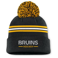 Boston Bruins Fanatics Women's Authentic Pro Rink Cuffed Knit Hat with Pom - Black - NHL