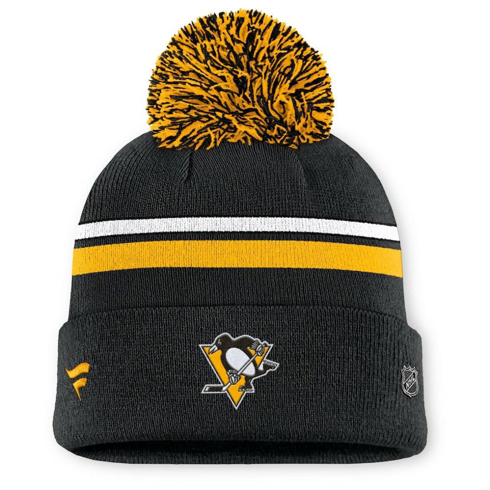 Pittsburgh Penguins Fanatics Women's Authentic Pro Rink Cuffed Knit Hat with Pom - Black - NHL