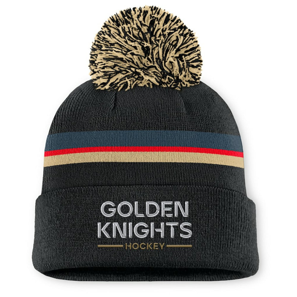 Vegas Golden Knights Fanatics Women's Authentic Pro Rink Cuffed Knit Hat with Pom - Black - NHL