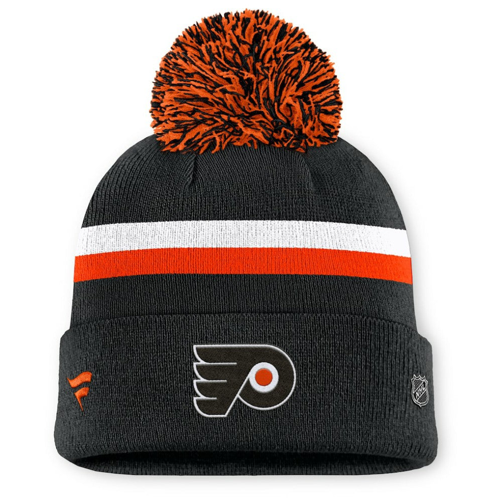 Philadelphia Flyers Fanatics Women's Authentic Pro Rink Cuffed Knit Hat with Pom - Black - NHL