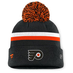 Philadelphia Flyers Fanatics Women's Authentic Pro Rink Cuffed Knit Hat with Pom - Black - NHL